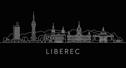 Obraz premium Liberec City Skyline with Czech Republic Landmark Vector.