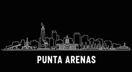 Fototapeta premium Punta Arenas skyline outline with Chile city vector.