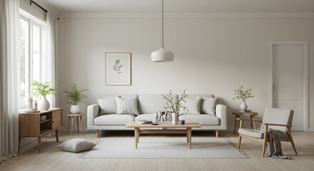 Bright empty modern living room
