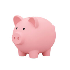 Fototapeta premium A light pink piggy bank, positioned slightly off-center to the left of the image, is the main subject