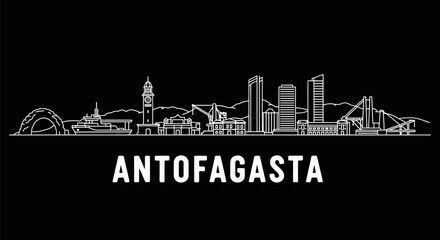 Fototapeta premium Antofagasta Skyline with Chile Cityscape Silhouette.