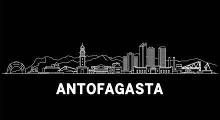 Antofagasta with Chile skyline vector illustration.