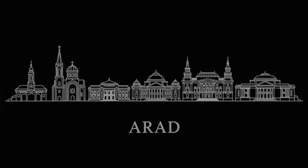 Fototapeta premium Arad skyline with Romania City silhouette, and Landmark.