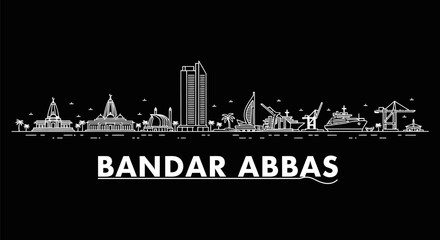Obraz premium Bandar Abbas Skyline Vector with Iran City Silhouette.