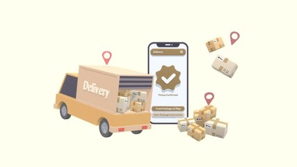 Animated Delivery Service On Mobile Application.