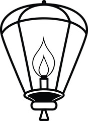 Floating Paper Lantern with Flame in Clean Line Style