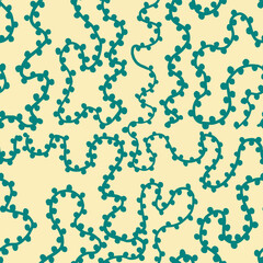 Seamless Abstract Pattern with Curvy Lines and Dotted Elements