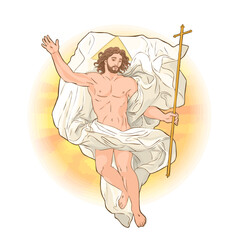 Happy Easter Sunday Day with Jesus, He is Risen and Celebration of Resurrection.