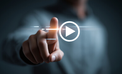man using mouse and keyboard for streaming online, watching video on internet, live concert, show or tutorial