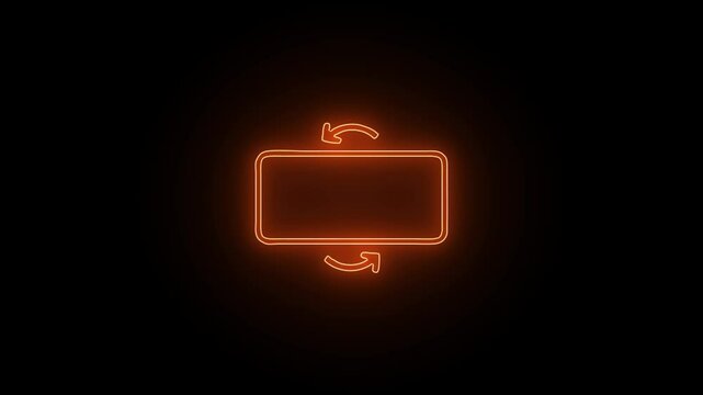 neon glow Phone Rotation Icon Animation &ndash; Mobile Device Orientation Change Symbol for App Interface,