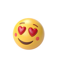 Fototapeta premium Yellow Emoji Face Red Hearts Eyes isolated on a transparent background