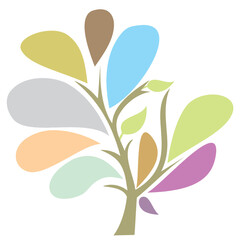 Colorful Abstract Tree Vector Illustration Isolated on White.