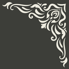 Fototapeta premium Creamy white vintage corner, vintage scroll line for decorating wedding cards
