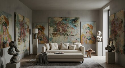 Modern interior with abstract art