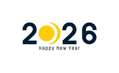 new year 2026 with modern black numbers on white background