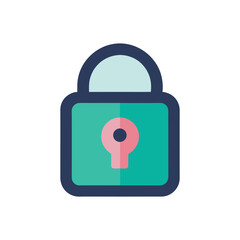 modern minimal key, lock icon logo design