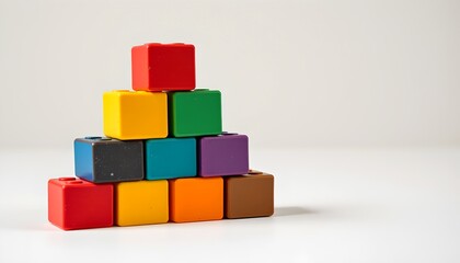 Fototapeta premium a colorful pyramid made of toy blocks, symbolizing construction and creativity