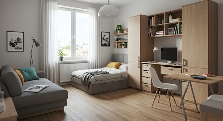 Modern studio apartment interior design