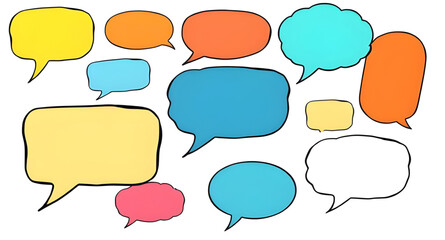 Colorful speech bubbles, Speech bubble set, Chat bubbles vector, Comic style bubbles, Text balloons, Dialogue bubbles, Vibrant speech icons, Cartoon speech bubbles, Pop art bubbles, Talking bubbles, M