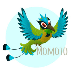 Bird Turquoise-browed Motmot Eumomota superciliosa. National bird from Nicaragua.