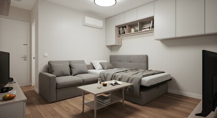 Small modern studio apartment interior