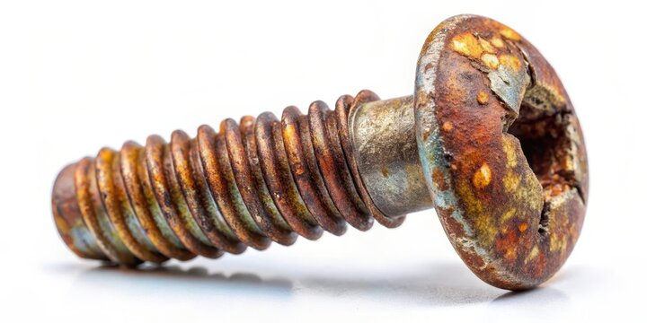 Weathered metal screw head with rust oxidation