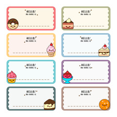Cute dessert label. Notebook or school book label with dessert element.
