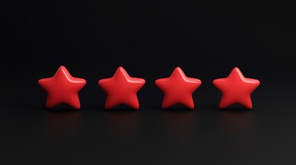 Four Red Stars on Black Background: A 4-Star Rating Concept