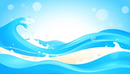 Abstract vector illustration of dynamic blue sea waves, perfect for a vibrant summer background design