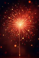 Naklejka premium Bright, colorful fireworks explode across the night sky, celebrating the New Year with a festive, sparkling display of light and stars