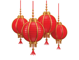 Chinese lantern icon 3d render concept of Chinese traditional New Year ornament icon vector illustration
