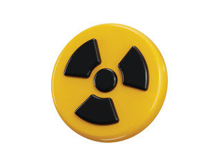 Radioactive hazard symbol on a yellow round button icon 3d render concept of Nuclear radioactive danger toxic vector illustration