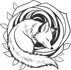 Tribal wolf animal illustration: black silhouette head design