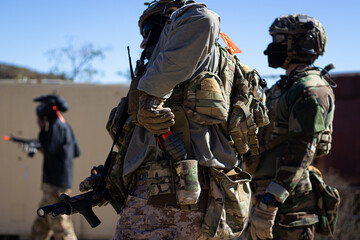 Airsoft players on an airsoft field