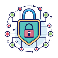 Cybersecurity lock icon, minimal vector style.eps