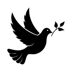 Obraz premium Dove Silhouette with Wings in Black and White