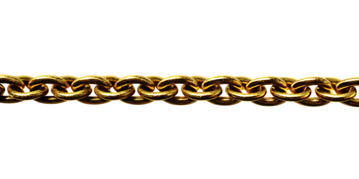 Gold chain link isolated on a white background png ai generated