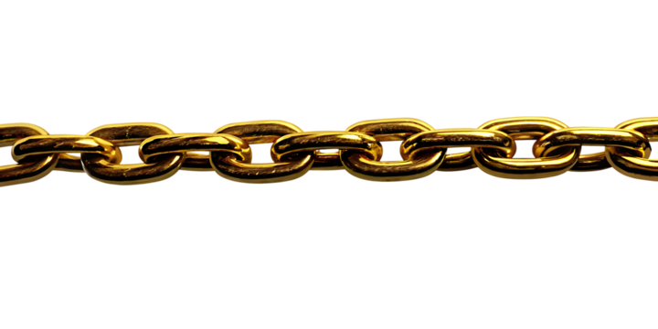 Golden chain links isolated on white background png ai generated isolated on a white background