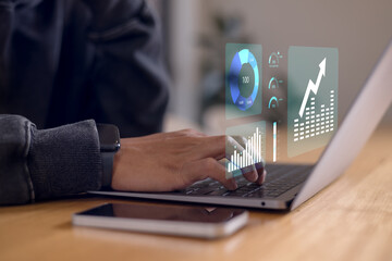 investment growth graph chart and analysing growth achievement diagram data trading and exchange, Stock market, Investment, dynamics of financial growth of business.