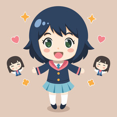  of cute anime girls illustrations