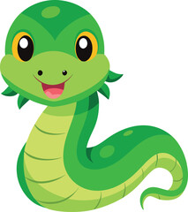 cartoon cute green snake