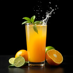 Orange juice with mint and citrus fruits