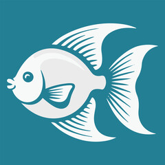 Isolated white angelfish illustration on blue background