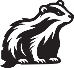 Honey Badger Vector in black and white 