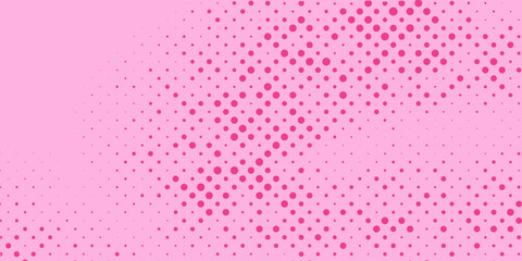 Pink Halftone Retro Comic Background. Rose pixelated dotted texture overlay. Cartoon pop art faded gradient pattern. Vector backdrop for poster, banner, advertisement