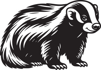 Honey Badger Vector in black and white 