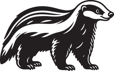 Honey Badger Vector in black and white 