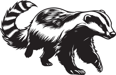 Honey Badger Vector in black and white 