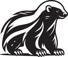Honey Badger Vector in black and white 