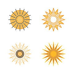 simple, clean, minimal sun, sunlight set icon logo vector design